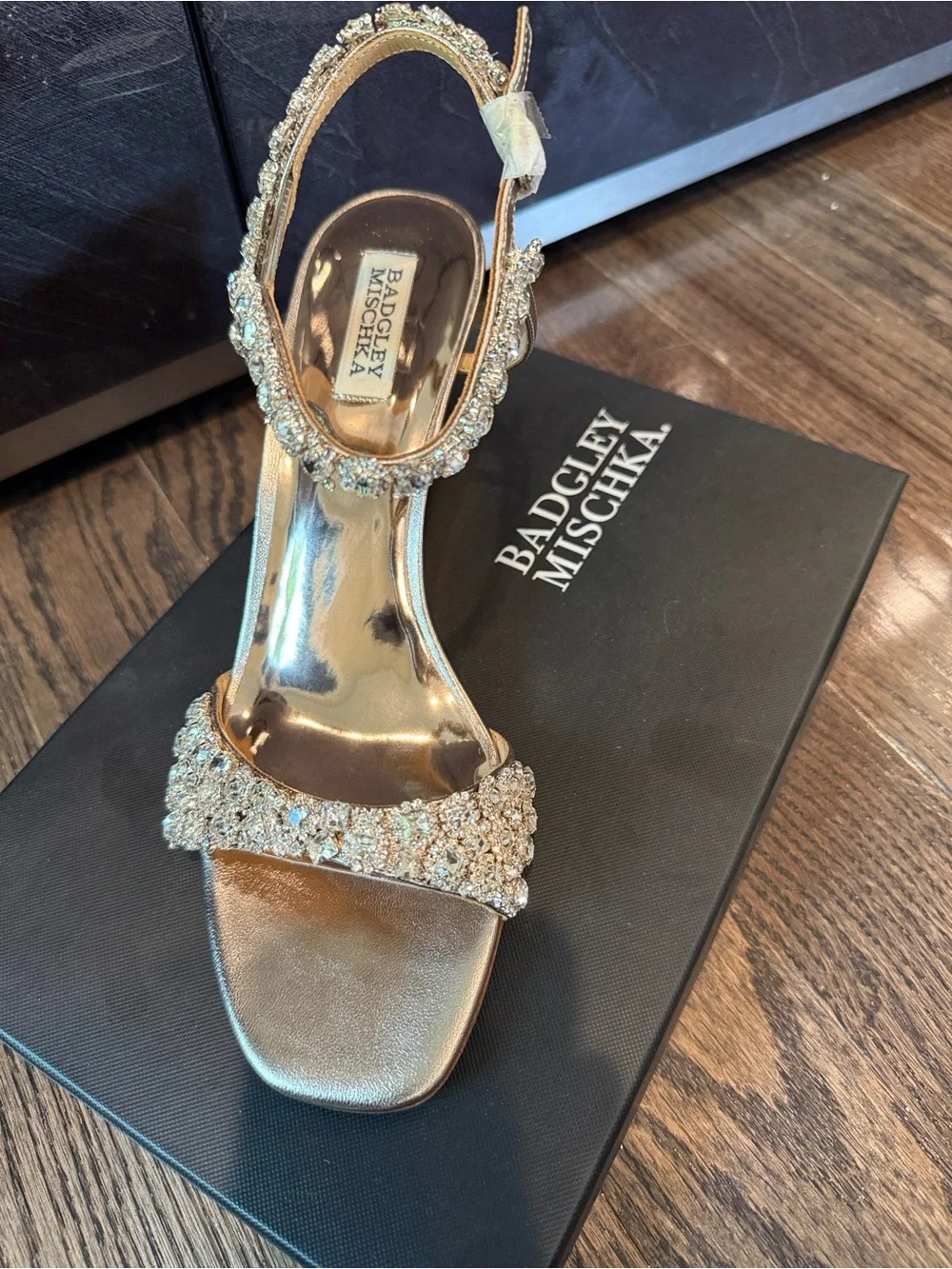 Badgley Mischka Gold Jeweled Wedge Sandal
